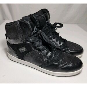 Pastry Women's Hip Hop Dance High Top Sneakers Black Sparkle Faux Patent‎ Size 9